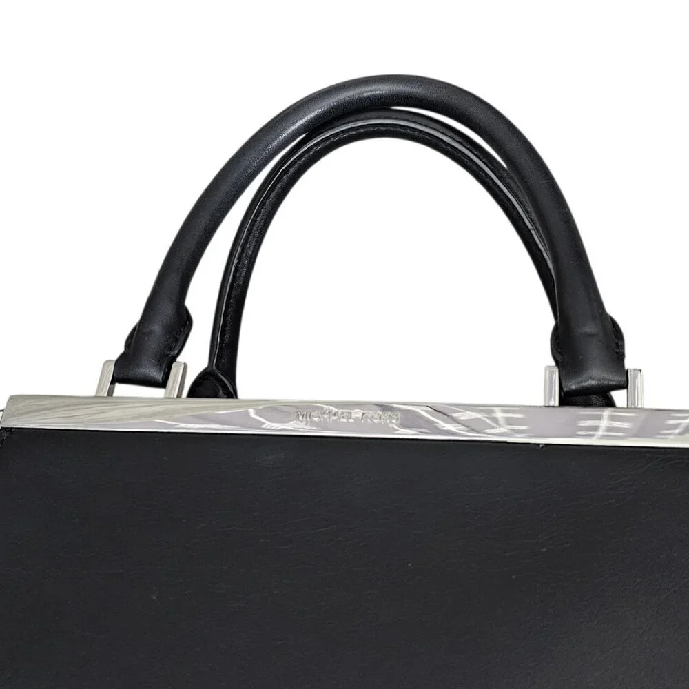 MICHAEL Michael Kors Lana Leather Colorblock Tote Handbag COA Black And White